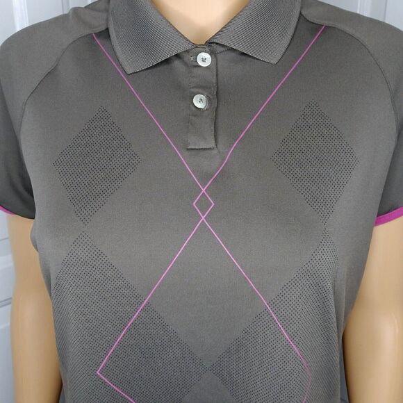 Nike Golf Dry Fit Top Medium Women's Collard Button Gray & Pink Short Sleeve Top - Picture 6 of 8